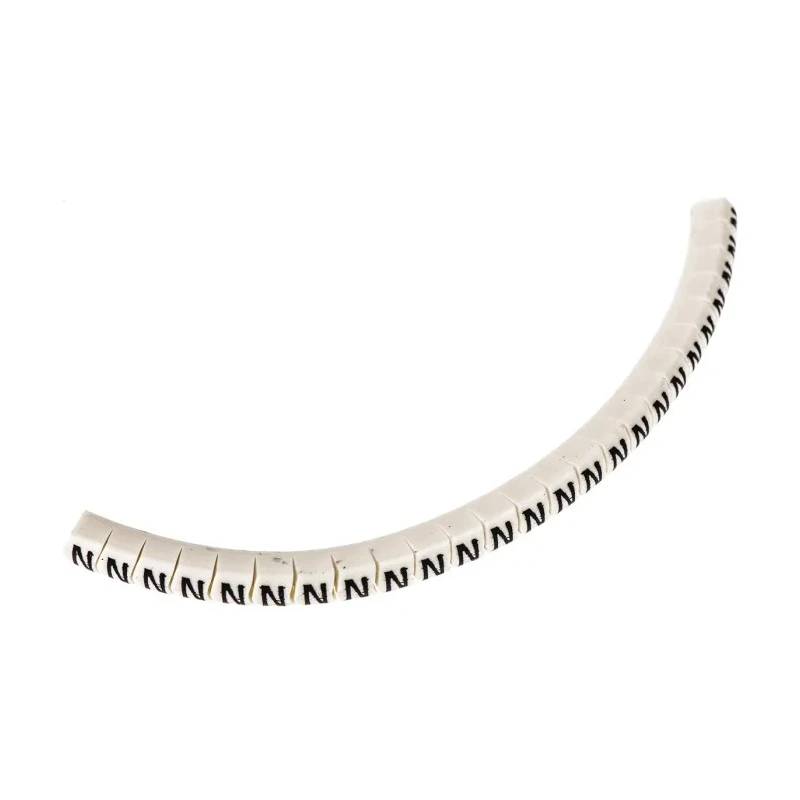 HellermannTyton Helagrip Slide-On Cable Marker, Black, Pre-Printed "N", for 2 mm to 5 mm Cable Diameter, PVC 901-10381