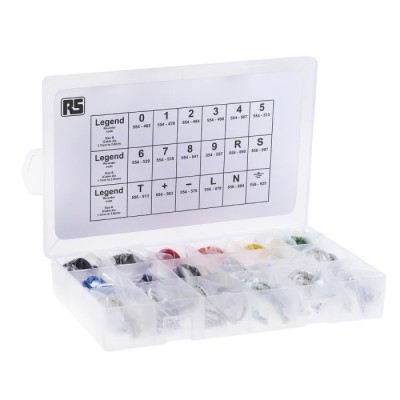 HellermannTyton Helagrip Slide-On Cable Marker Kit, Pre-Printed "+, 0 to 9, Earth, L, N, R, S, T", 1.7 to 2.8 mm 901-10387