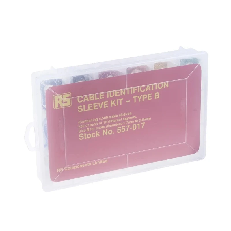 HellermannTyton Helagrip Slide-On Cable Marker Kit, Pre-Printed "+, 0 to 9, Earth, L, N, R, S, T", 1.7 to 2.8 mm 901-10387