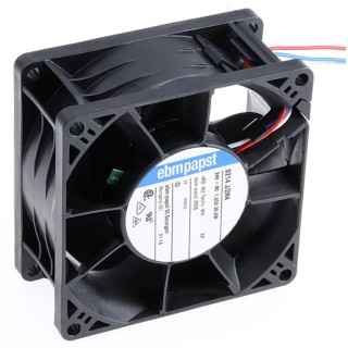 ebm-papst 8200 J Series High-Performance Axial Fan 24V dc 38W 222 m³/h IP68 80 mm 