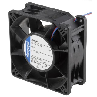 ebm-papst 3200 J S-Force Series Axial Fan, 24V DC, 280 m³/h, 50 W, IP68, 92x92x38 mm IP68