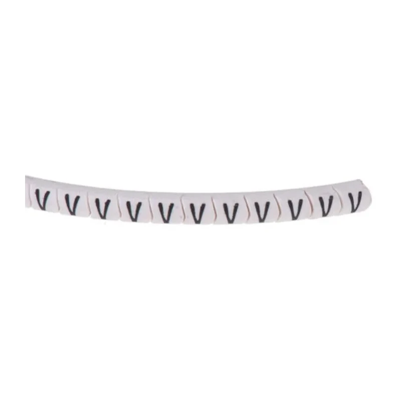 HellermannTyton Helagrip Slide-On Pre-Printed Cable Marker, Black Legend "V", White Marker Colour, 1 mm to 3 mm 901-10438