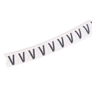 HellermannTyton Helagrip Slide-On Cable Marker, Black Legend, Pre-Printed "V", Fits 2-5 mm Cable Diameter 901-10447