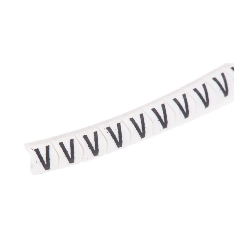 HellermannTyton Helagrip Slide-On Cable Marker, Black Legend, Pre-Printed "V", Fits 2-5 mm Cable Diameter 901-10447