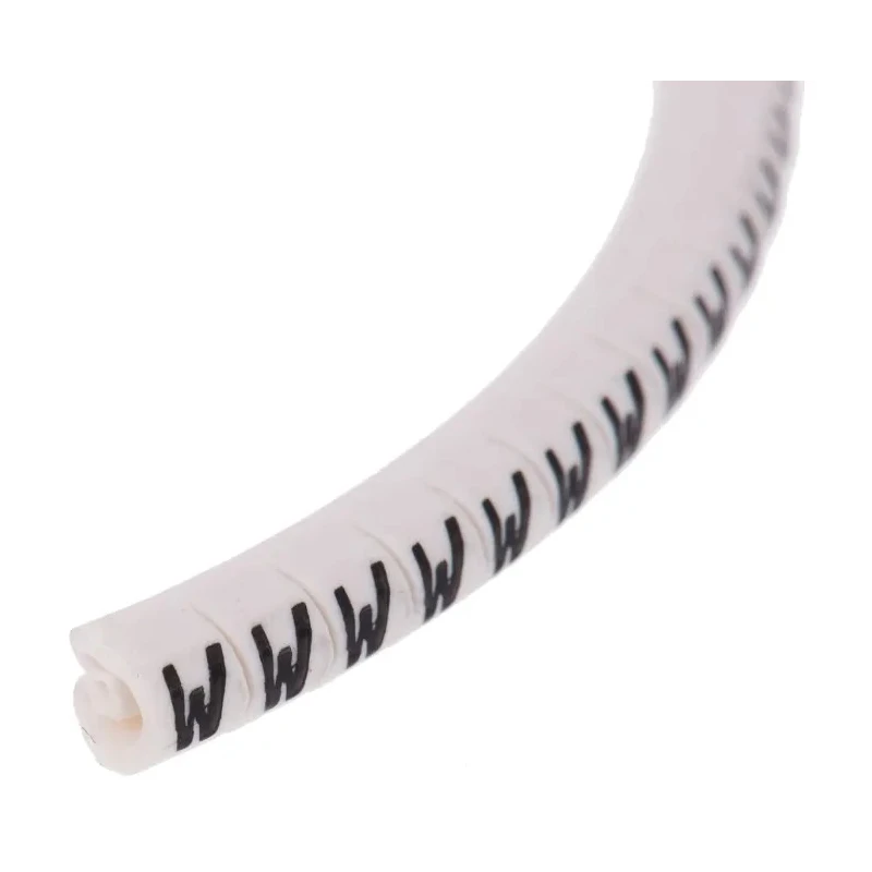 HellermannTyton Helagrip Slide-On Cable Marker, White, Pre-printed "W", 2 mm to 5 mm Cable Diameter, PVC Material 901-10448