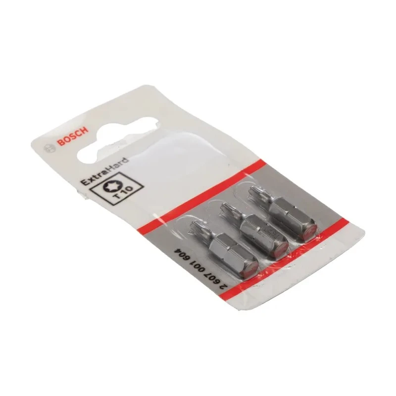 Bosch Screwdriver Bit, 1/4 in Tip, T10 Tip, Hex Drive, 25 mm Overall Length 2607001604