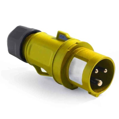 RS PRO Industrial Power Connector IP54 Yellow Cable Mount 3P Straight 16A 100V 130V IP54