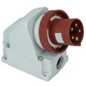 RS PRO Industrial Power Connector Red Wall Mount Straight 63A 380V 415V IP67 IP Rating IP67