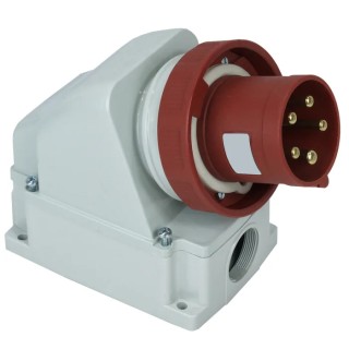RS PRO Industrial Power Connector Red Wall Mount Straight 63A 380V 415V IP67 IP Rating IP67