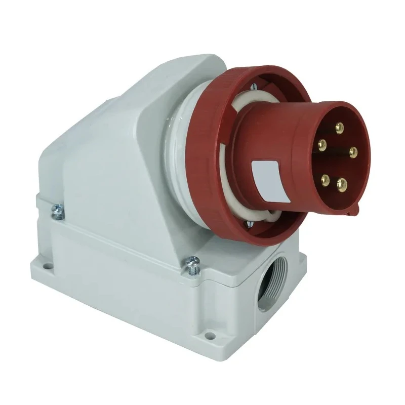 RS PRO Industrial Power Connector Red Wall Mount Straight 63A 380V 415V IP67 IP Rating IP67
