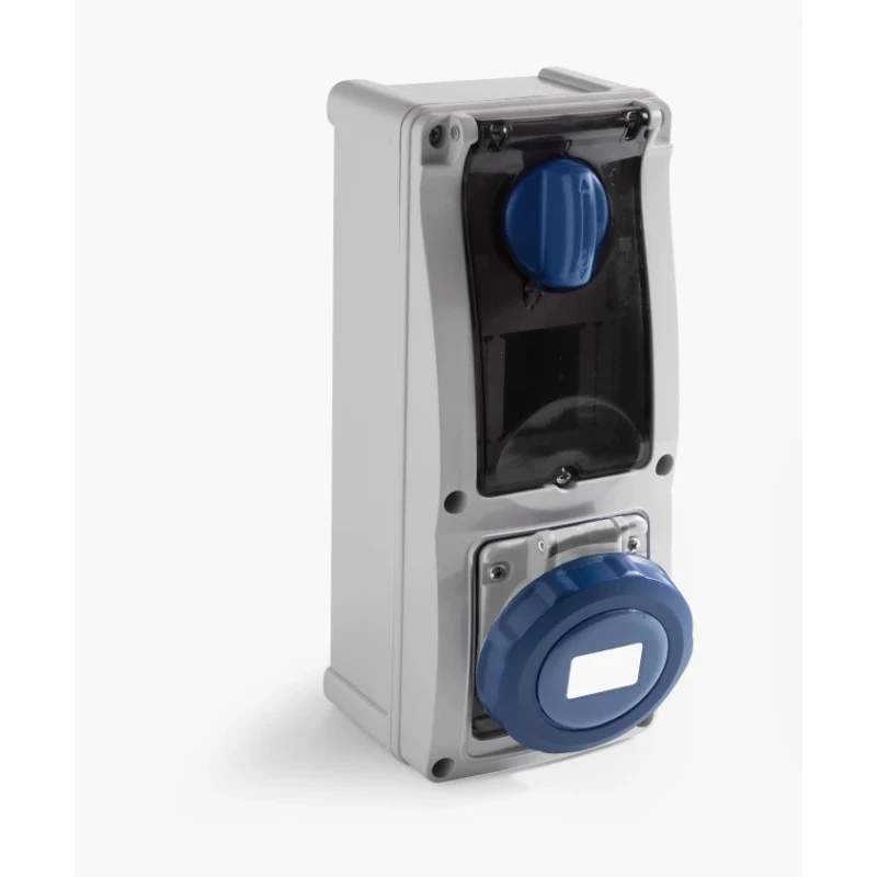 RS PRO Industrial Power Connector 3P (2P+T) Surface Mount 16A 230V IP67 Blue IP67