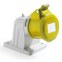 RS PRO Industrial Power Connector Panel Mount 16A 130V IP44 Yellow 2P+T IP44