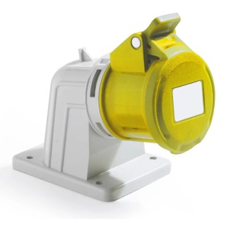 RS PRO Industrial Power Connector Panel Mount 16A 130V IP44 Yellow 2P+T IP44