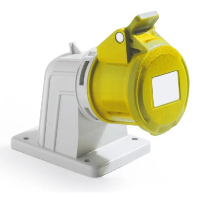 RS PRO Industrial Power Connector Panel Mount 16A 130V IP44 Yellow 2P+T IP44