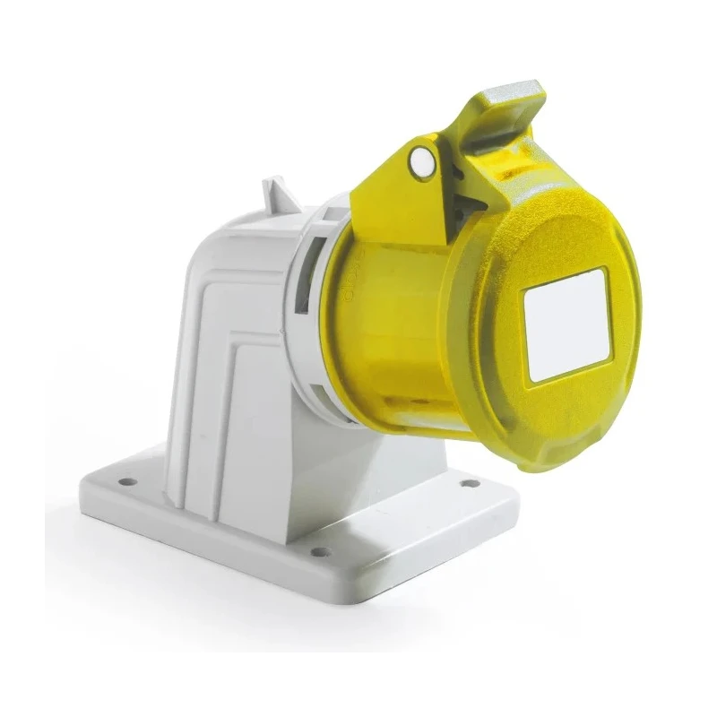RS PRO Industrial Power Connector Panel Mount 16A 130V IP44 Yellow 2P+T IP44