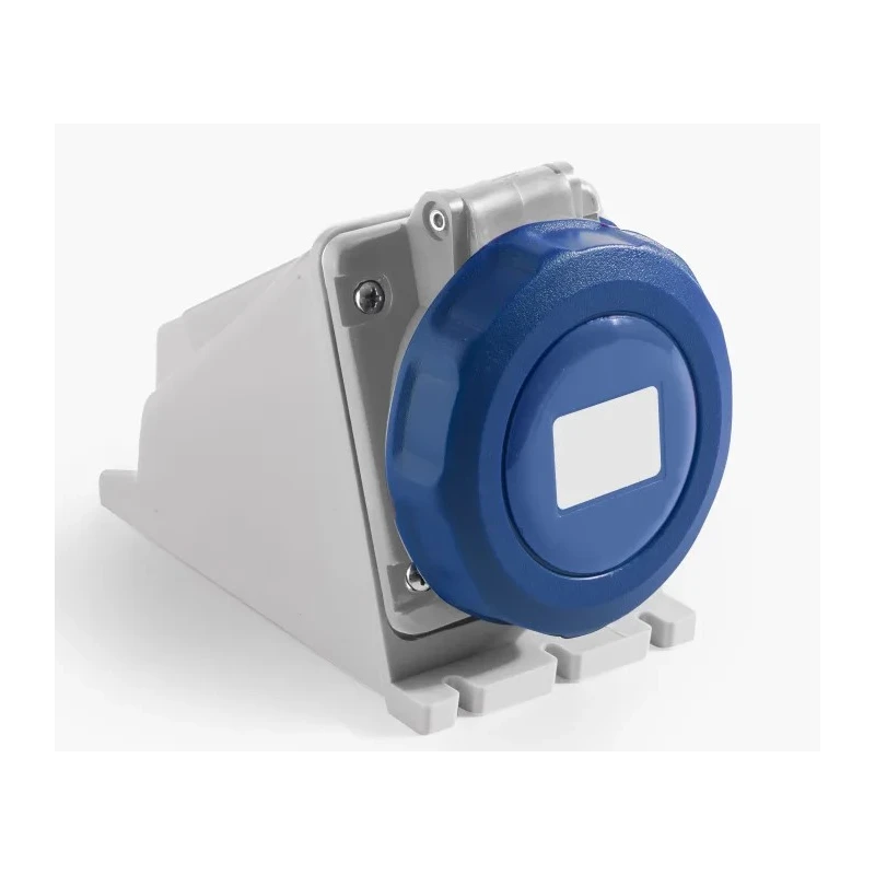 RS PRO Industrial Power Connector, Rated at 32A, 250V, IP67 Waterproof Blue, Wall Mount 2P+T IP67