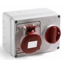 RS PRO Industrial Power Connector 16A 400V IP44 Red Wall Mount Screw Terminal 3P+T IP44