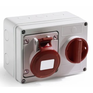 RS PRO Industrial Power Connector 16A 400V IP44 Red Wall Mount Screw Terminal 3P+T IP44