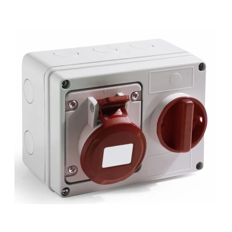 RS PRO Industrial Power Connector 16A 400V IP44 Red Wall Mount Screw Terminal 3P+T IP44