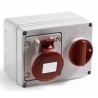 RS PRO Industrial Power Connector 16A 400V IP44 Red Wall Mount Screw Terminal 3P+T IP44