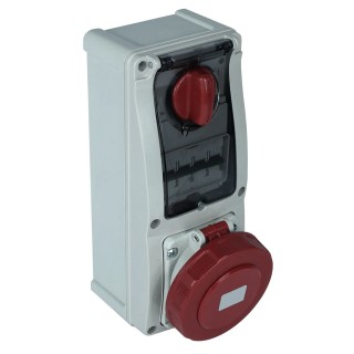 RS PRO Industrial Power Connector, Rated at 63A, 400V, Red, Wall Mount, Screw Terminal, Fibreglass Reinforced Polyester IP67