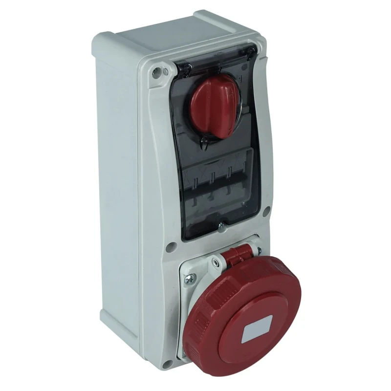 RS PRO Industrial Power Connector, Rated at 63A, 400V, Red, Wall Mount, Screw Terminal, Fibreglass Reinforced Polyester IP67