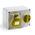 RS PRO Industrial Power Connector 2P+T 32A 110V IP44 Yellow Wall Mount IP44