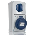 RS PRO Industrial Power Connector 16A 230V IP67 Blue Wall Mount 2P+T IP67