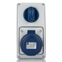 RS PRO Industrial Power Connector 16A 230V IP67 Blue Wall Mount 2P+T IP67