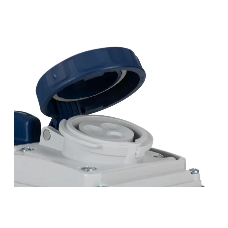 RS PRO Industrial Power Connector 16A 230V IP67 Blue Wall Mount 2P+T IP67