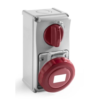 RS PRO Industrial Power Connector Wall Mount 32A 400V IP67 Red 4P (3P+T) IP67