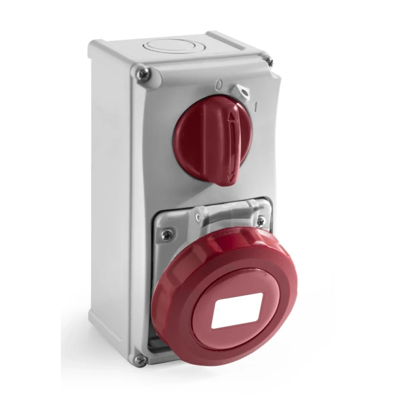 RS PRO Industrial Power Connector Wall Mount 32A 400V IP67 Red 4P (3P+T) IP67