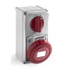 RS PRO Industrial Power Connector Wall Mount 32A 400V IP67 Red 4P (3P+T) IP67