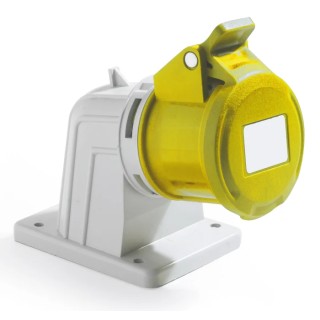 RS PRO Industrial Power Connector Panel Mount Yellow 32A 130V IP44 2P+T IP44