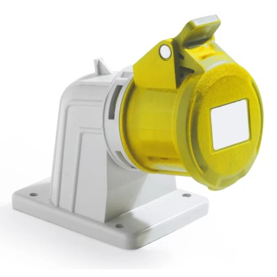 RS PRO Industrial Power Connector Panel Mount Yellow 32A 130V IP44 2P+T IP44