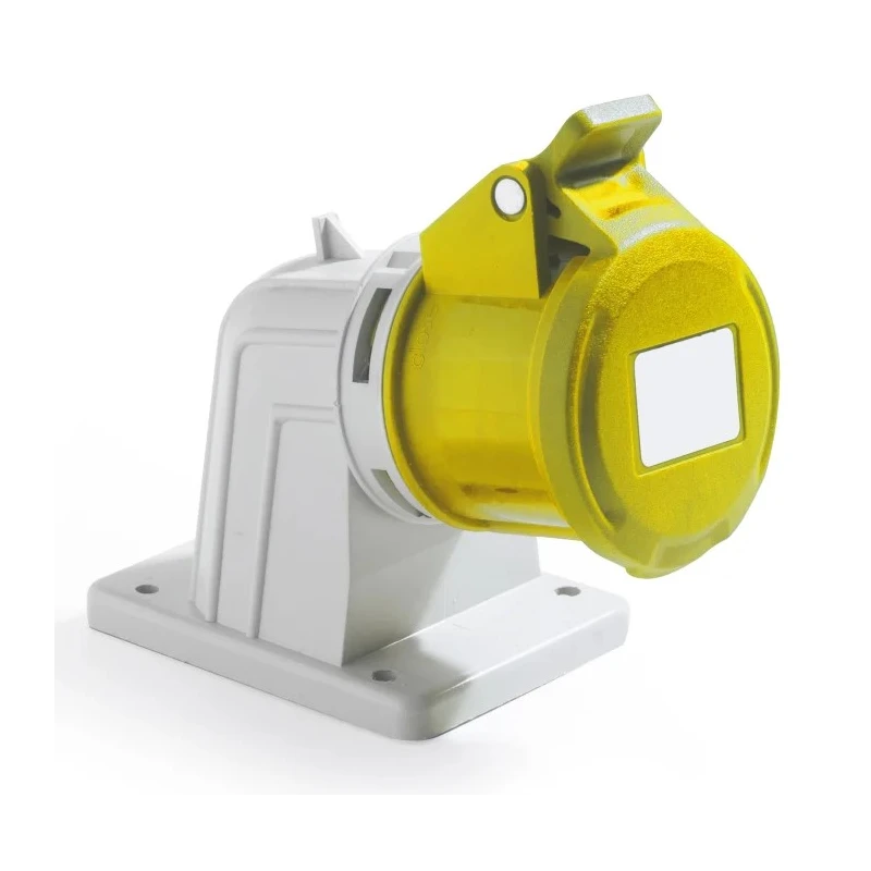 RS PRO Industrial Power Connector Panel Mount Yellow 32A 130V IP44 2P+T IP44
