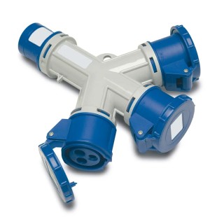 RS PRO Industrial Power Connector Adapter Rated At 16A, 230V, IP44 Blue, 2P+T IP44