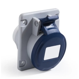 RS PRO Industrial Power Connector Panel Mount 16A 250V IP44 Blue 2P+T IP44