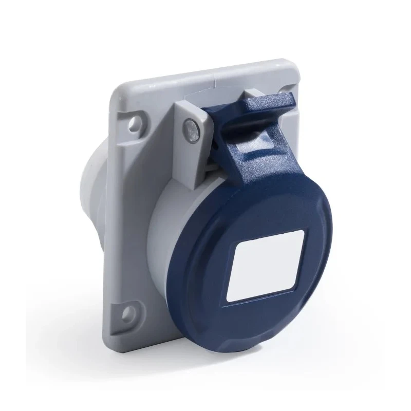 RS PRO Industrial Power Connector Panel Mount 16A 250V IP44 Blue 2P+T IP44