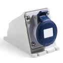 RS PRO Industrial Power Connector, 2P+T, Rated At 16A 250V, IP44 Blue Wall Mount IP44