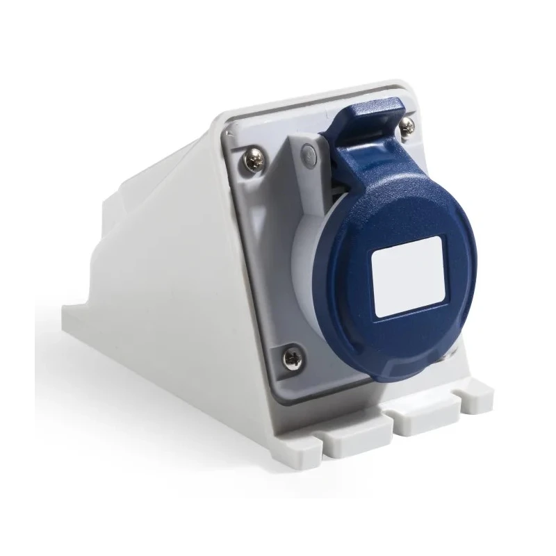 RS PRO Industrial Power Connector 2P+T 32A 250V Blue Wall Mount IP44 IP44