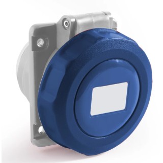 RS PRO Industrial Power Connector Blue 16A 250V IP67 Panel Mount Screw Terminal 2P+T IP67