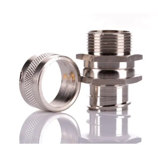 RS PRO Nickel-Plated Brass Conduit Fitting, 25 mm Nominal Size, M25 Thread, Silver, IP54 Rating 214-9562