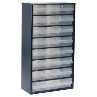Raaco Drawer Storage Unit 24, Steel Frame with Polypropylene Drawers, 552 mm x 306 mm x 150 mm, Blue Finish 137409