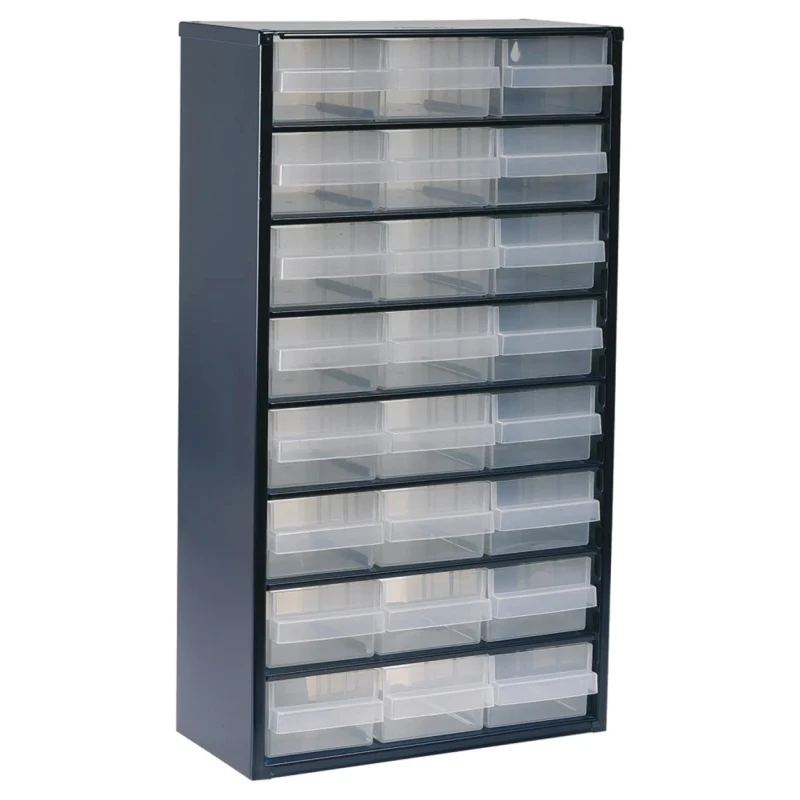 Raaco Drawer Storage Unit 24, Steel Frame with Polypropylene Drawers, 552 mm x 306 mm x 150 mm, Blue Finish 137409