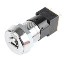 Lorlin Mains Key Switch DPST 50mA 2-Way Off-On Flat Key Round Bezel Steel Housing DSL-6-B-D
