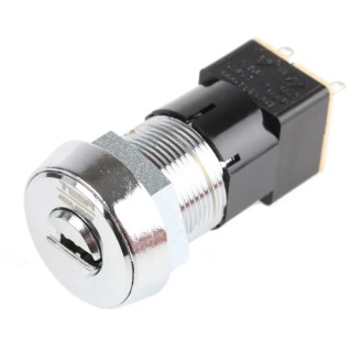 Lorlin Mains Key Switch DPST 50mA 2-Way Off-On Flat Key Round Bezel Steel Housing DSL-6-B-D