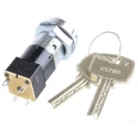 Lorlin Mains Key Switch DPST 50mA 2-Way Off-On Flat Key Round Bezel Steel Housing DSL-6-B-D