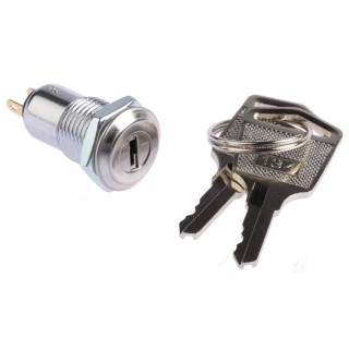 Lorlin Key Switch SPST 500mA 2-Way Flat Common Key Zinc Alloy Housing Round Bezel SKL-12-BS2