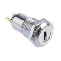 Lorlin Key Switch SPST 500mA 2-Way Flat Common Key Zinc Alloy Housing Round Bezel SKL-12-BS2